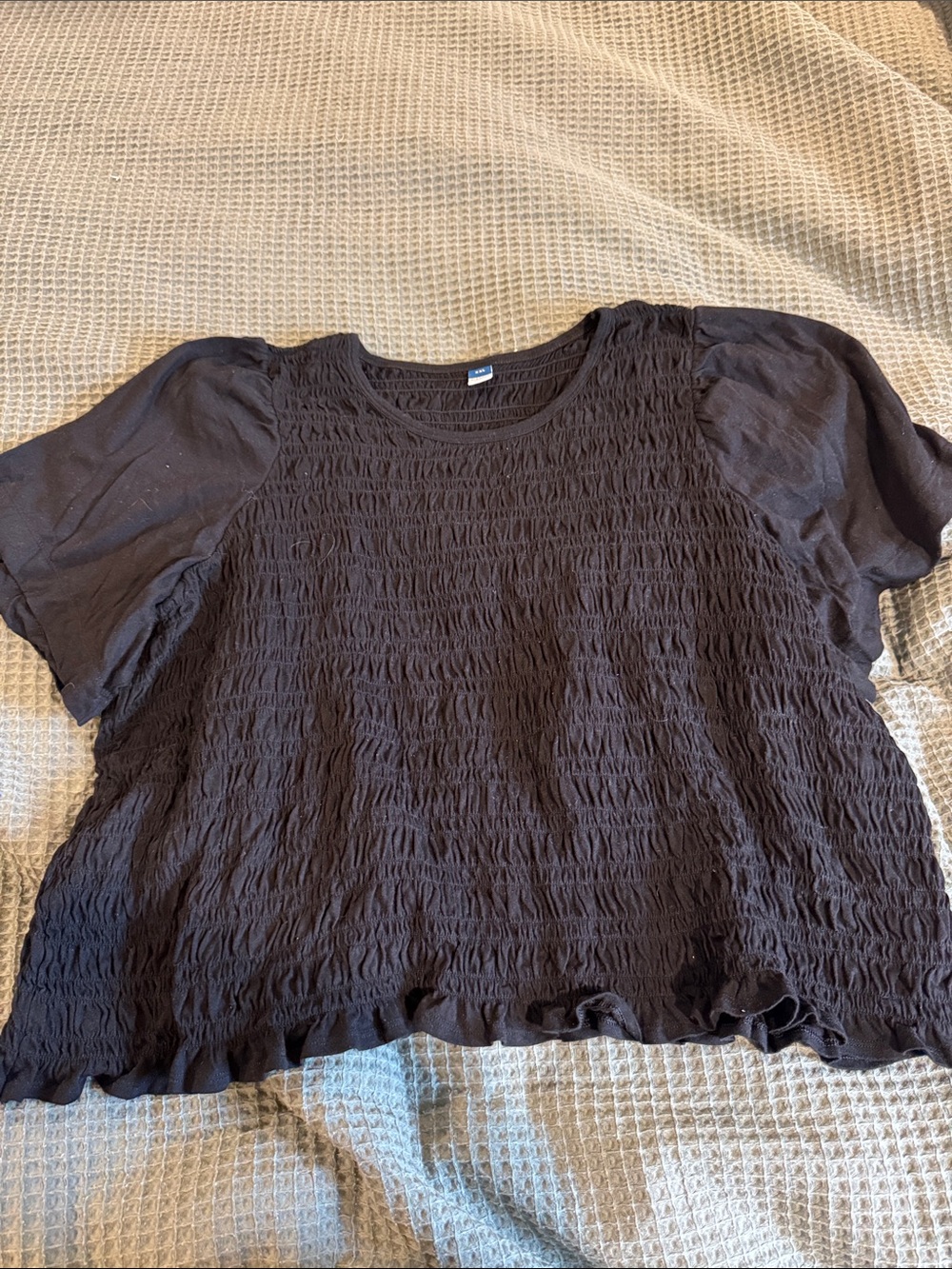 Old Navy XXL Women's Black Smocked Short Sleeve Top
